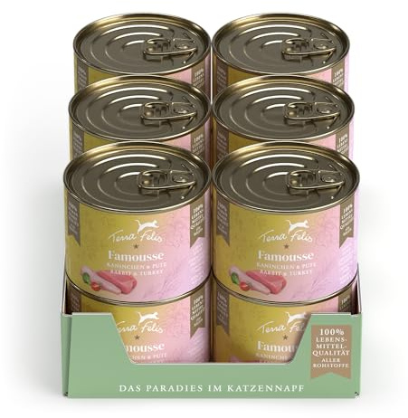 Terra Felis Coniglio & Tacchino, Famousse cibo umido per gatti, 12x200g