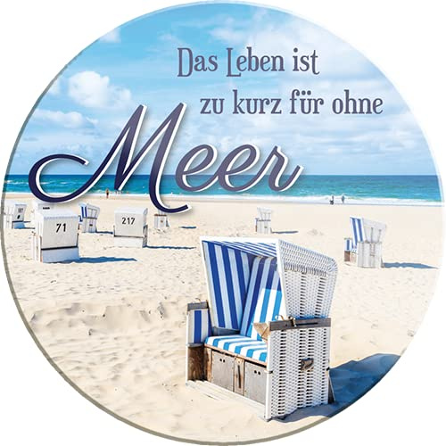 schilderkreis24 – Lustiger Spruch “Leben zu kurz für ohne Meer“ Magnet Deko Nordsee Meer Kühlschrankmagnet Humor witzige Geschenkidee Geburtstag Weihnachten 8x8 cm