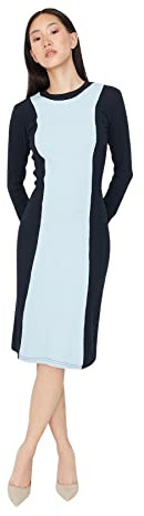 Trendyol Midi standard stickad klänning för kvinnor, marinblå, XS