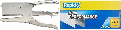 Rapid Pince-Agrafeuse Classic K1, Pour Agrafes 26/6 et 26/8mm, Capacité 50 Feuilles & Agrafes 26/6 Solides, Capacité 30 Feuilles, Acier Galvanisé, Boîte de 5000 Agrafes, Catégorie STRONG