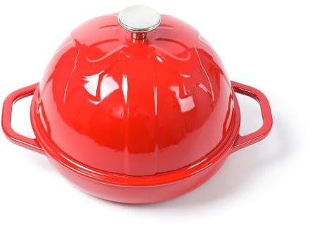 HAWOK Brotglocke aus Gusseisen, Durchmesser: 20 cm, 0,95 qt, Sauerteig-Backform, emailliert, Rot