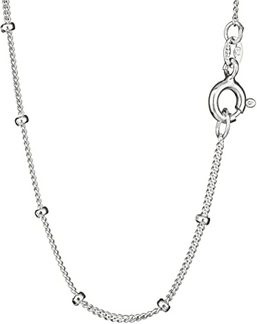 NKlaus Panzerkette mit Kugeln, 925 Sterling Silber, 38–80cm, 1 Stück | 1,1mm breit; für Frauen und Mädchen; mit 925-Silberpunze