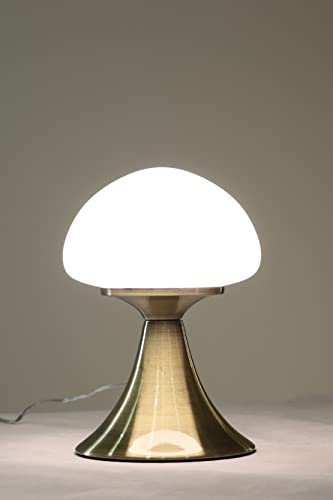 DUPI Lámpara de Sobremesa Táctil LED CHAMPI – 3 Niveles de Intensidad, Luz Cálida 3000K, 390 Lúmenes – Acabado Satinado en Cobre