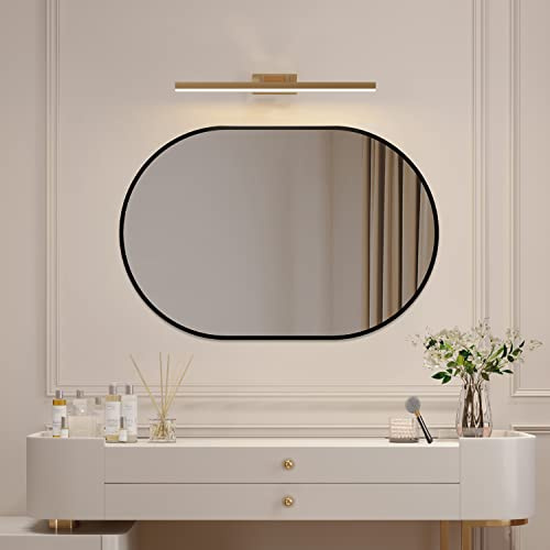 Boromal Oval Spiegel 80x50cm Schwarz Mit Metallrahmen - Dekorativer Badezimmerspiegel für Eitelkeit, Schlafzimmer