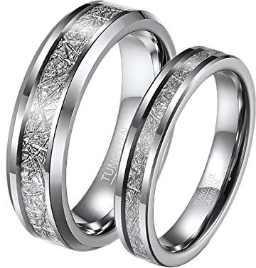 BCughia Freundschaftsringe Beste Freundinnen, Ringe Silber Teenager 4mm 6mm Silberring Inlay Metall Damengröße 62 (19.7), Herrengröße 54 (17.2)