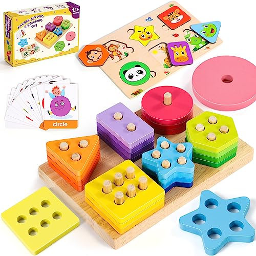 Subtail Spielzeug ab 1 Jahr- Steckpuzzle Holzpuzzle Baby 6 9 Monate - Montessori Spielzeug ab 1 2 Jahre - Motorikspielzeug Kinderspielzeug ab 1 Jahr - Baby Spielzeug Lernspielzeug Geschenke