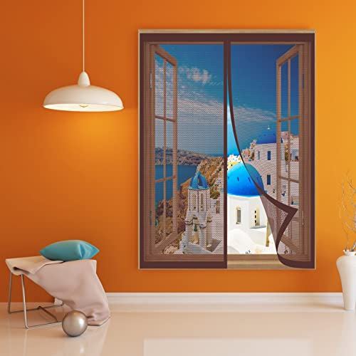 Fliegengitter Fliegenschutz 70 x 110 cm Insektenschutzgitter Einfache Installation Auto Schließen Magnet Fliegengitter Für Alle Universalfenster, Braun