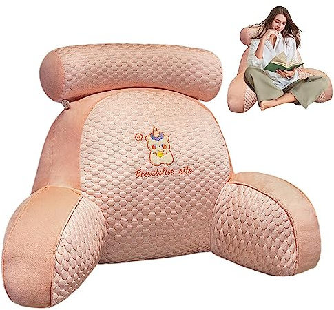 Pacienjo Lesekissen fürs Bett,Rückenlehnenkissen zu Sitzen im Bett | Lendenkissen mit Armlehnen zum Lesen, Faulenzen und Fernsehen