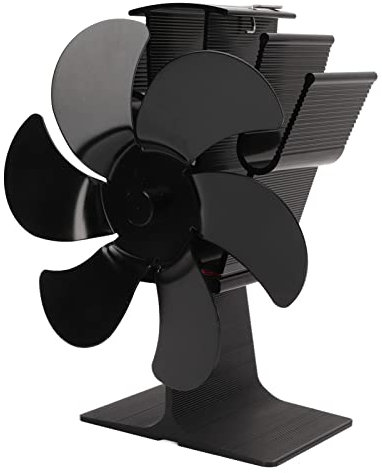 Srliya Selbststartender Wärmebetriebener Kaminventilator mit 6 Flügeln, Nicht Elektrisch, Hochtemperaturbeständig, Energiesparend, Schwarz
