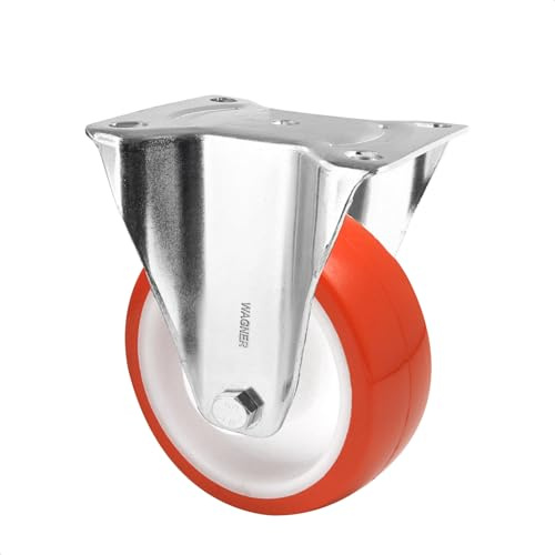 WAGNER Soft-Bockrolle - Durchmesser Ø 80 mm, Bauhöhe 105 mm, Stahl verzinkt, rot/weiß, Anschraubplatte 85 x 105 mm, Tragkraft 55 kg - 04888001