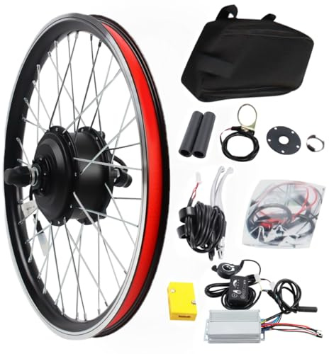 QRANSEUYXY 20 Zoll Fahrrad Umbausatz, 48V 1000w/36v 250w E-Bike Conversion Kit, Vorderrad/Hinterrad Elektrofahrrad Motor Umbausatz mit LCD Display 5-Punkt-Assistenzsensor