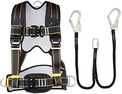 SwaYve Sicherheitsgurt Für Arbeiten In Der Höhe, Kletter-Ganzkörper-Dachsicherheitsset, Absturzsicherungsset Für Mit Verstellbarem Lanyard/Kc4