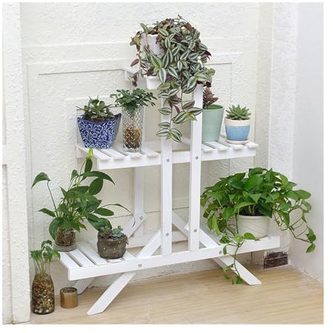 Habrur Blumenständer Pflanzenständer Blumentreppe Holz-Pflanzenständer Für Den Innenbereich, 3 Etagen, Pflanzen, Mehrere Regalhalter Für Wohnzimmer, Balkon Blumenbank Pflanzenregal Blumenregal