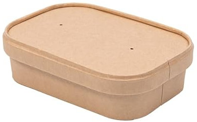 ECOPICNIC Ensaladera Rectangular de Papel Kraft con Tapa Kraft 300 Unidades 750 ml | Envases Desechables de cartón Kraft con Tapa, Ideales para ensaladas, Comidas para Llevar y Aperitivos