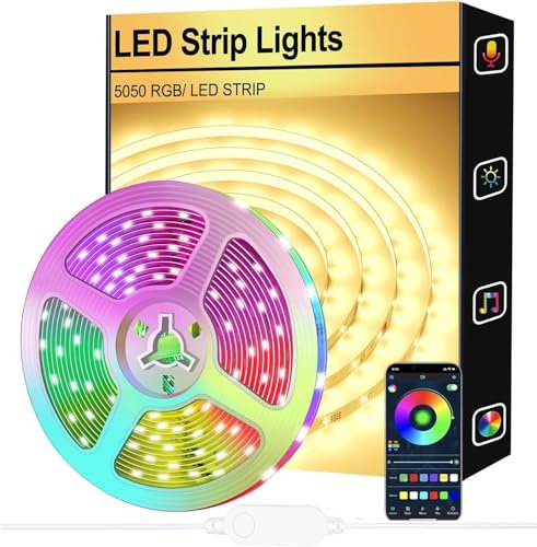 Cinta Led 2M, RGB Tira Led 5050 RGB Decoración Dormitorio, Led Habitación Luminosa Flexible Multicolor, utilizado para la decoración del hogar del dormitorio
