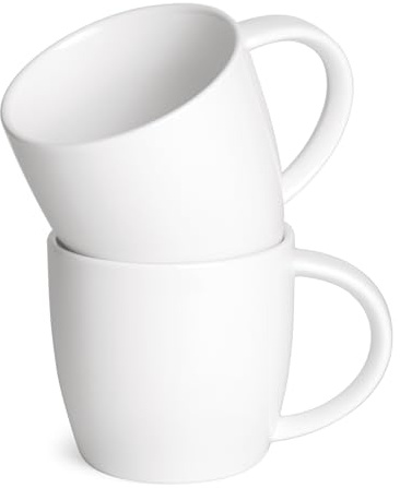Tacuhy Große Kaffeetassen, 2er-Set, 590 ml, große Kaffeetassen mit großem Griff, Keramikbecher für Kaffee, Tee (weiß)