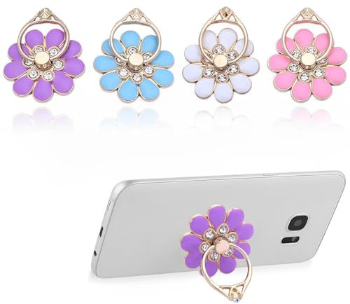 WeddHuis 4 pezzi supporto ad anello per telefoni cellulari, ruotabile a 360°, accessorio universale, compatibile con gli smartphone