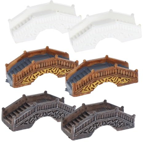 BEBEMOKO Ensemble De 6 Mini Ponts en Arc en Résine pour Décoration De Micro-Paysage Et Jardin, 3 Couleurs, Ornement Miniature pour Maison Et Bureau