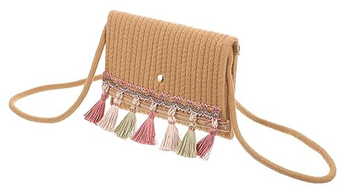 TENDYCOCO Tragbare Handgewebte Umhängetasche Für Damen Mit Quaste Modische Häkeltasche