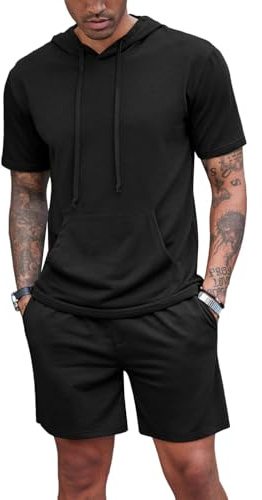 QUNERY Ensemble Ete Homme Survêtement Ensemble Short Tee Shirt Homme Vacances Plage Costumes Tracksuit