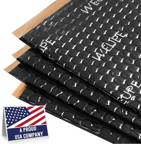WEUPE Tapis insonorisant pour voitures, 50 mil 10 m², butyle automobile, matériau d'isolation acoustique pour coffre de voiture, haut-parleur, porte, sol et plafond, noir