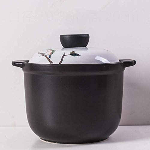 Terracotta Casserole Pot, Stewpot Heat-Resistant Ceramic Casserole Mini Terracotta Pot with Japanese Two-Hand pots with lid and Bridge Motif (19x20cm(7x8inch))