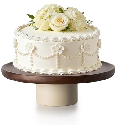 CEEFU Rustikaler Tortenständer aus Akazienholz, 27,9 cm, natürlicher Holzton, Hochzeitstortenständer, Servierständer für Cupcakes, Dessert, Bissen, Präsentation auf Party, Geburtstag, schöne