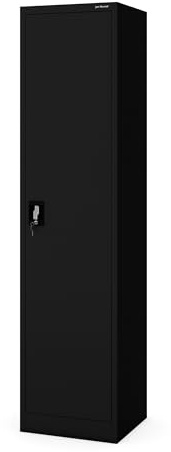 Jan Nowak Aktenschrank Büroschrank Metallschrank Lagerschrank 4 Fachböden Flügeltür Drehgriff Pulverbeschichtung Metall 185 cm x 45 cm x 40 cm (Schwarz)