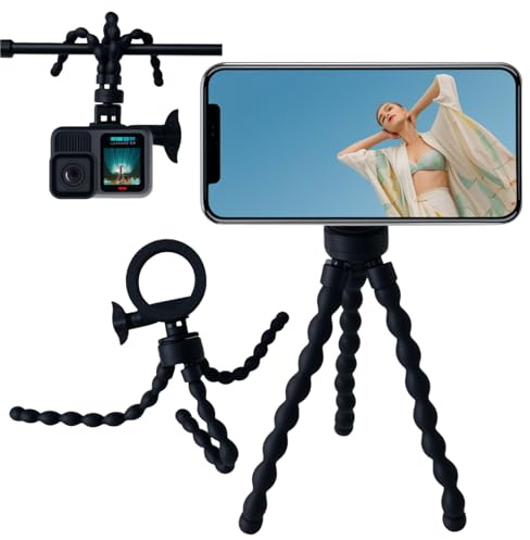 CCSmall Magnetic Portable and Flexible Tripods Phone Holder for Magsafe BZY | Portable Mini Travel Holder with 360 Rotation, N52 Magnets, Metal Ring for iPhone 17-13, Android Phones and Action Cameras