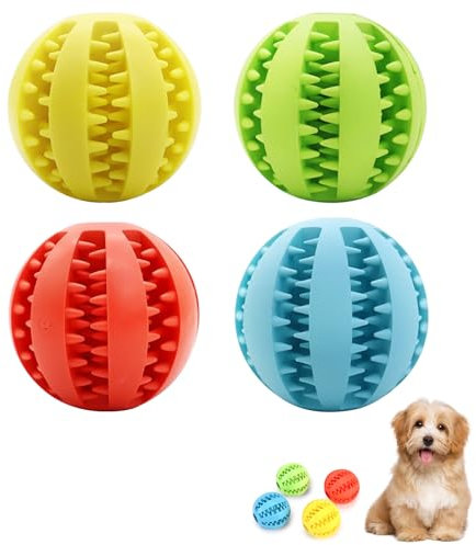 HAINLOGWANG 4 Stück Futterball Für Hunde, Hundespielzeug Ball, Snackball Hund, Hundespielzeug Intelligenz, Interaktive Bälle Für Hund, Bissfestes Spielzeug Für Kleine Hunde, Klein 5 cm