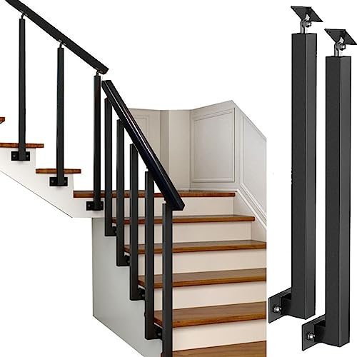 RKJDMSWJ Balaustre per Scale in Ferro Nero, Confezione da 2, Alte 39,3 Pollici, fusi Decorativi per Scale di casa, Ufficio e Hotel, Parti per ringhiere a Montaggio Laterale con Viti e Staff