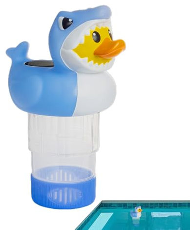 Flotador solar de cloro para piscina, dispensador de cloro flotante de pato- , flotador solar para tabletas de cloro con luz, soporte de para piscinas, spa, , decoración de pato (1