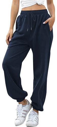 Missufe Damen Jogginghose Freizeithose Hohe Taille Sporthose Trainingshose Cinch Bottom Lang Sweatpants mit Taschen