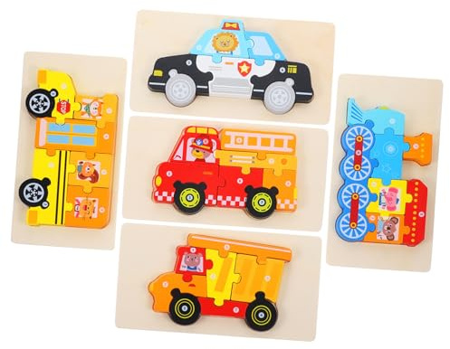 OFFIGAM 5sätze Montessori Holzpuzzle Für Kleinkinder Jahre Mit Cartoon-Motiven Pädagogisches Holzspielzeug Zur Kognitiven Und Motorischen Entwicklung Sicher Und Langlebig