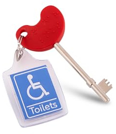 TruMed Red Radar Key for Disabled Toilet Access with Keyring | Easy Turn Bathroom Door Opener | for UK NKS Radar Lock Accessible Toilets