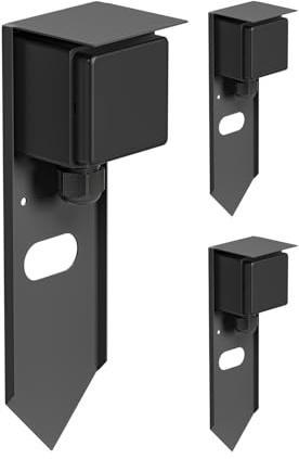 ledscom.de 3 PIWI Pilar de Toma de jardín con Pica de Tierra para Exteriores, IP44, Individual, Acero Inoxidable, Antracita, Cuadrado, 24 cm