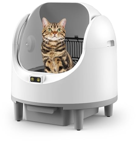 Selbstreinigende Katzentoilette Offen, XXL Automatische Katzenklo, App-Gesteuert mit 9 Sicherheitssensoren, Anti-Geruch Auslaufsicherer Boden Für Mehrere Katzen Elektrisches Katzentoilette