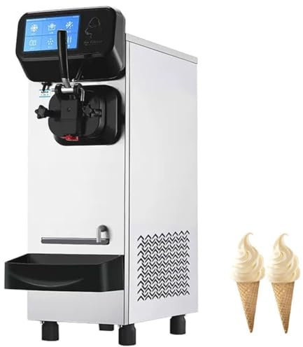Commercial Ice Cream Machine, 1800W Soft Serve Maker, 21L/h Intelligent Touch Display for Restaurants and Snack Bars