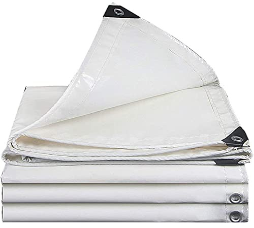 Telone impermeabile 3 x 6 m, resistente, 160 g/m², bianco, resistente agli strappi, telone da giardino con occhielli, versatile riparo impermeabile per tetti e uso esterno