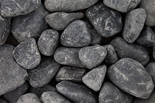 Gartenwelt Riegelsberger 25 kg Nero Ebano Kies ungewaschen Körnung 40-60 mm Marmorkies tiefschwarzer Marmor Kieselsteine Zierkies Steine Deko Garten