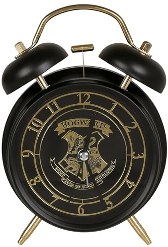 sarcia.eu Harry Potter Hogwarts Schwarz-Goldener Retro Wecker, Tischuhr auf Füßen für Fans (A)