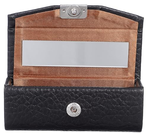 Cabilock Custodia Delicato e per Rossetto Nero in Pu Specchio Portatile Design Elegante Compatto, Contenitore Escursioni e Viaggi