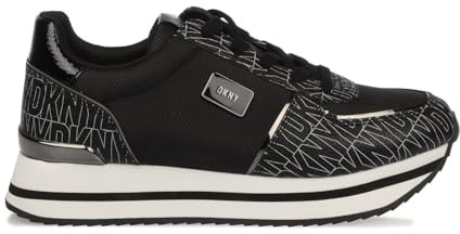 DKNY Women's Davie Lace Up Wedge Trainers in Black