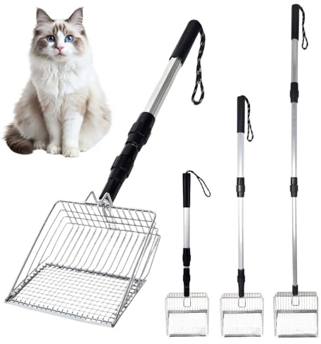 Alyxen Pala Arenero Gato, Pala para Gatos con Pala Profunda, Recogedor de Arena para Gatos, Metal Cuchara de Arena para Gatos con Mango, Duradero