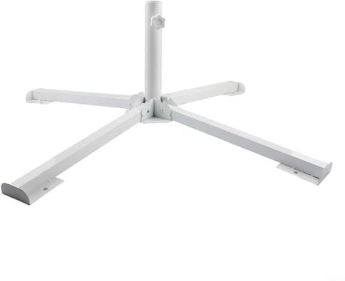 Desiumite Outdoor Umbrella Support for Beach Seat Fishing with Three/Four Legged Base Compatible with 2.2-3.2m Parasols 2.5/3.2/3.8cm Aperture Foldable Steel and Plastic(White four legs)