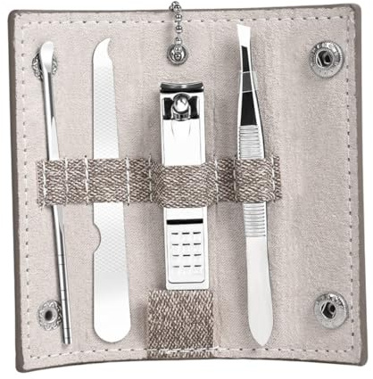 TEHAUX Ensemble de Manucure 4 Pièces Rose Coupe-ongles Lime à Ongles Inox Pince à Épiler Sourcils Kit Multifonction pour Soins Mains Visage Pieds