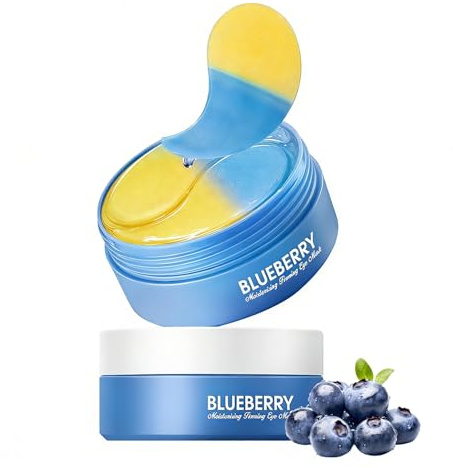 60 Stück Augenpads mit Blaubeere-Extrakt，Under Eye Patches mit Niacinamid，Hyaluron und Koffein - Augenpads Gegen Augenringe，Falten und Tränensäcke，Kollagen Eye Pad für Anti-Aging und Hydratation.