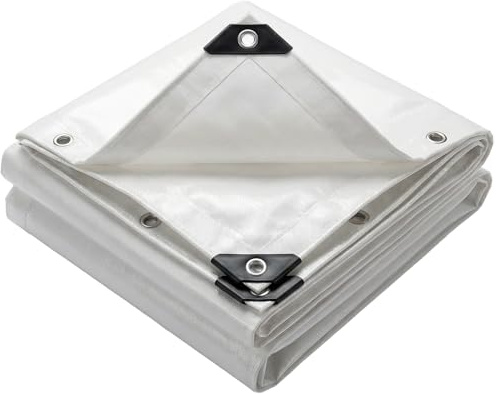 VOUNOT® Lona Impermeable Exterior 2x3m, Toldo Reforzado PE 240 g/m² Protección contra UV, con Ojales de Acero Inoxidable para Leña, Muebles, Jardín, Piscinia, Vehículos, Blanco
