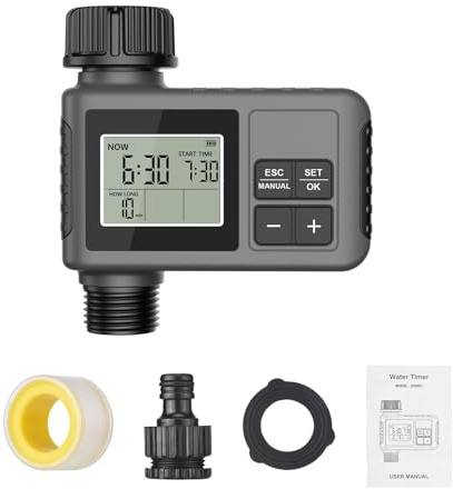 1 pz di irrigazione con timer for l'acqua, irrigatore programmabile for irrigazione da giardino, 1 valvola di uscita, controller antipioggia IPX5 impermeabile(US Standard)