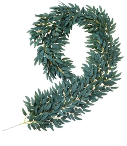 6 ghirlande di salice artificiale realistiche da 1,5 m con nucleo in filo per decorazione di nozze, arco floreale e miglioramento della tavola, facile da modellare (grigio bianco)